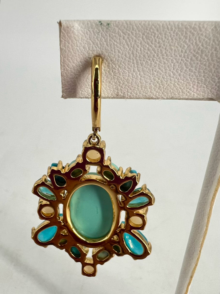 KATES SPADE Blue Rhinestone Faux Pearl Gold Tone Earrings