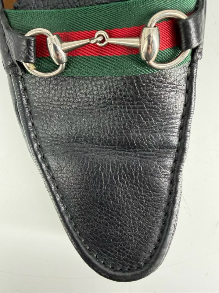 GUCCI Size 10.5 Black Leather Loafers