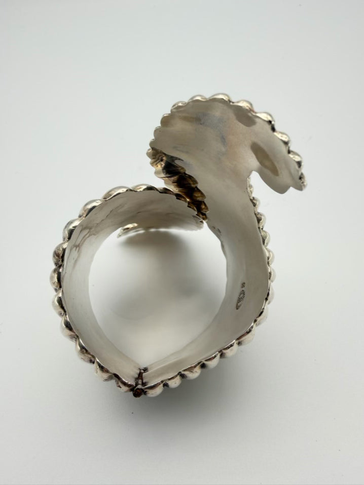 VINTAGE SIGNED JHC TAXCO Mexico 925 Feather Clamp Cuff