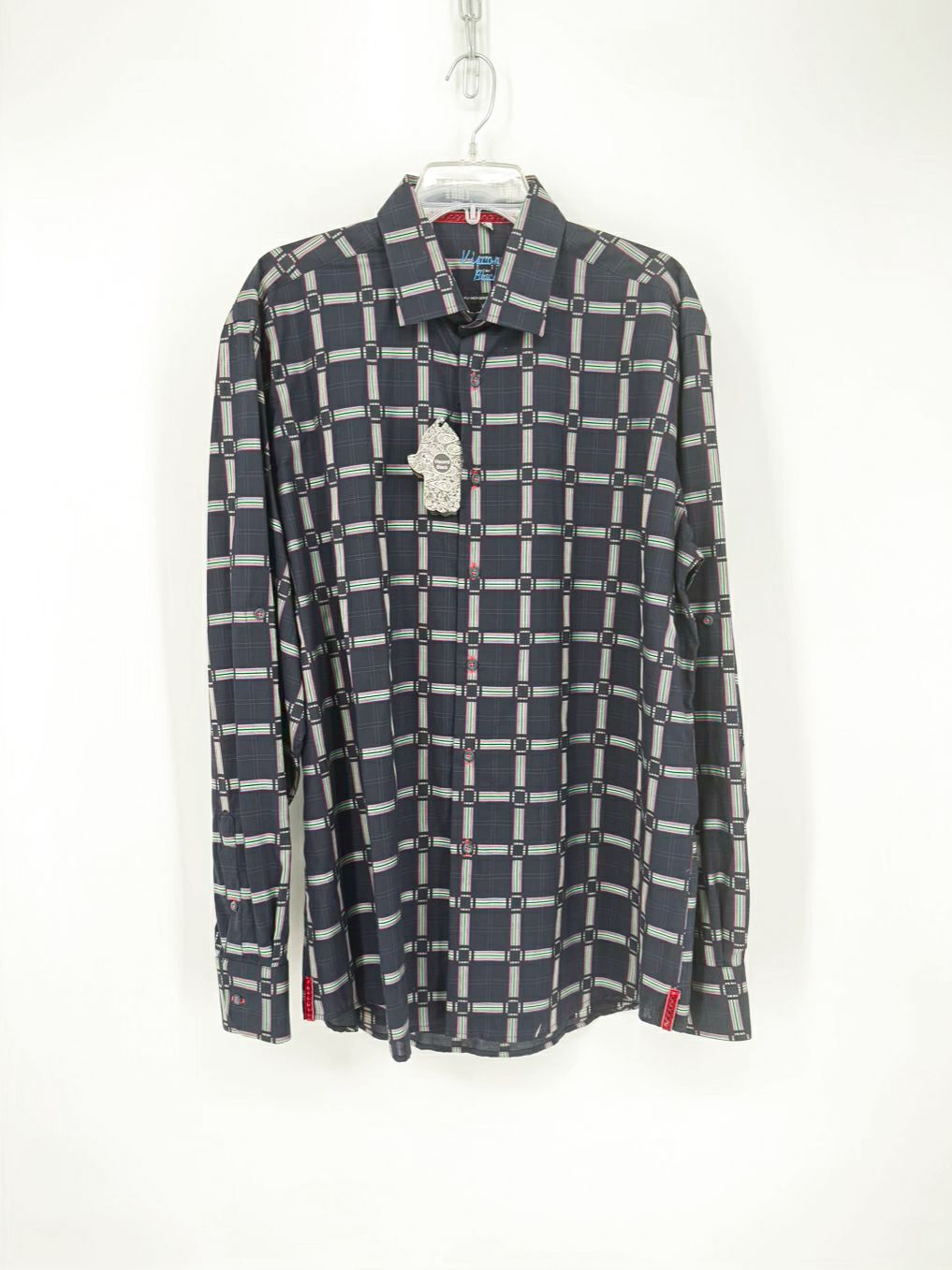 VISCONTI BLACK Size XL Black Print Long Sleeve Shirt NWT