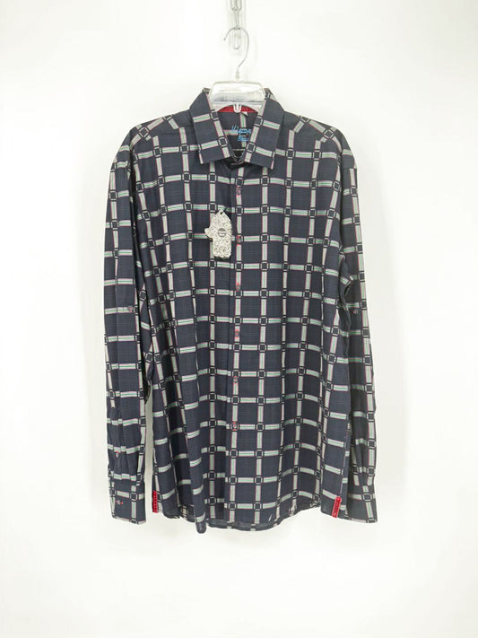 VISCONTI BLACK Size XL Black Print Long Sleeve Shirt NWT