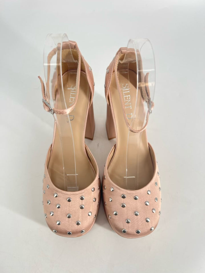 SILENT D Size 39 Rose Gold Leather Studded Pumps NWOT