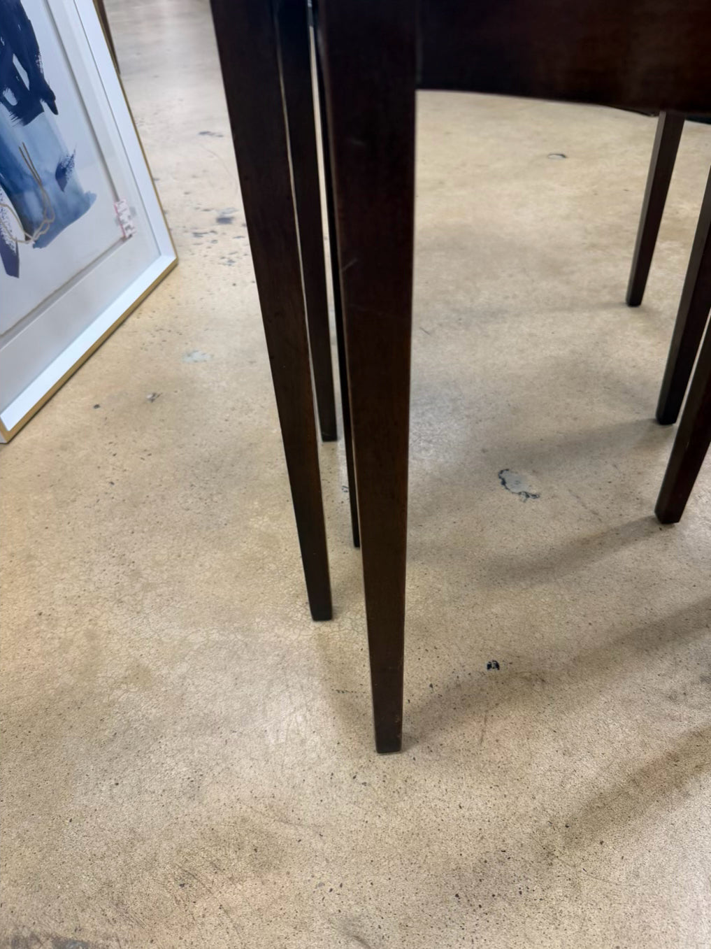 Dark Wood & Leather Nesting Tables Set of 3