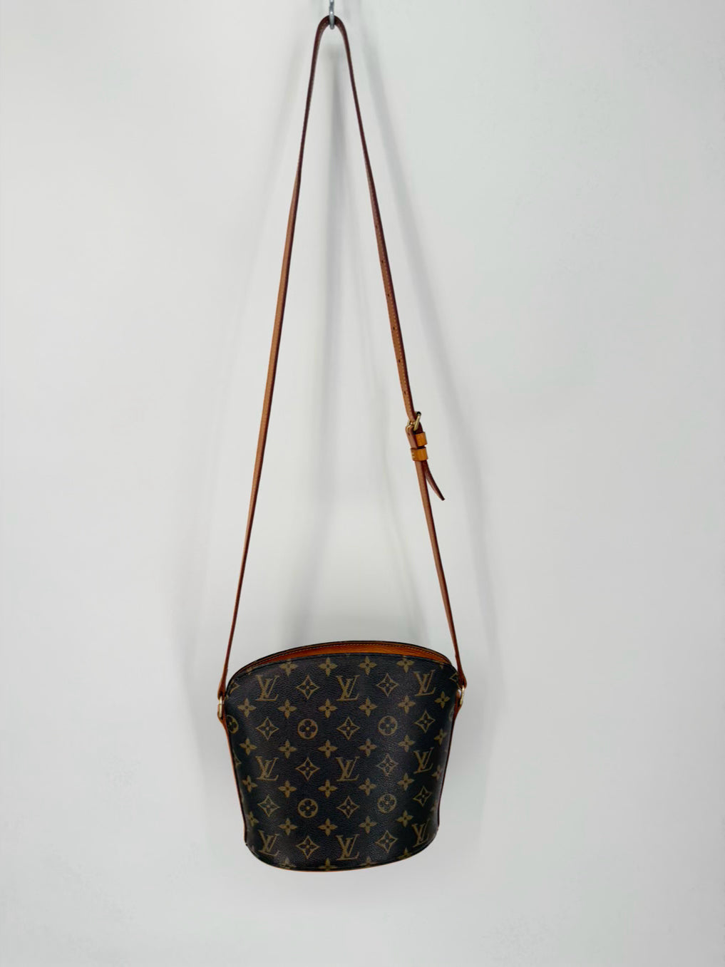 LOUIS VUITTON Brown Leather Monogram Crossbody Bag