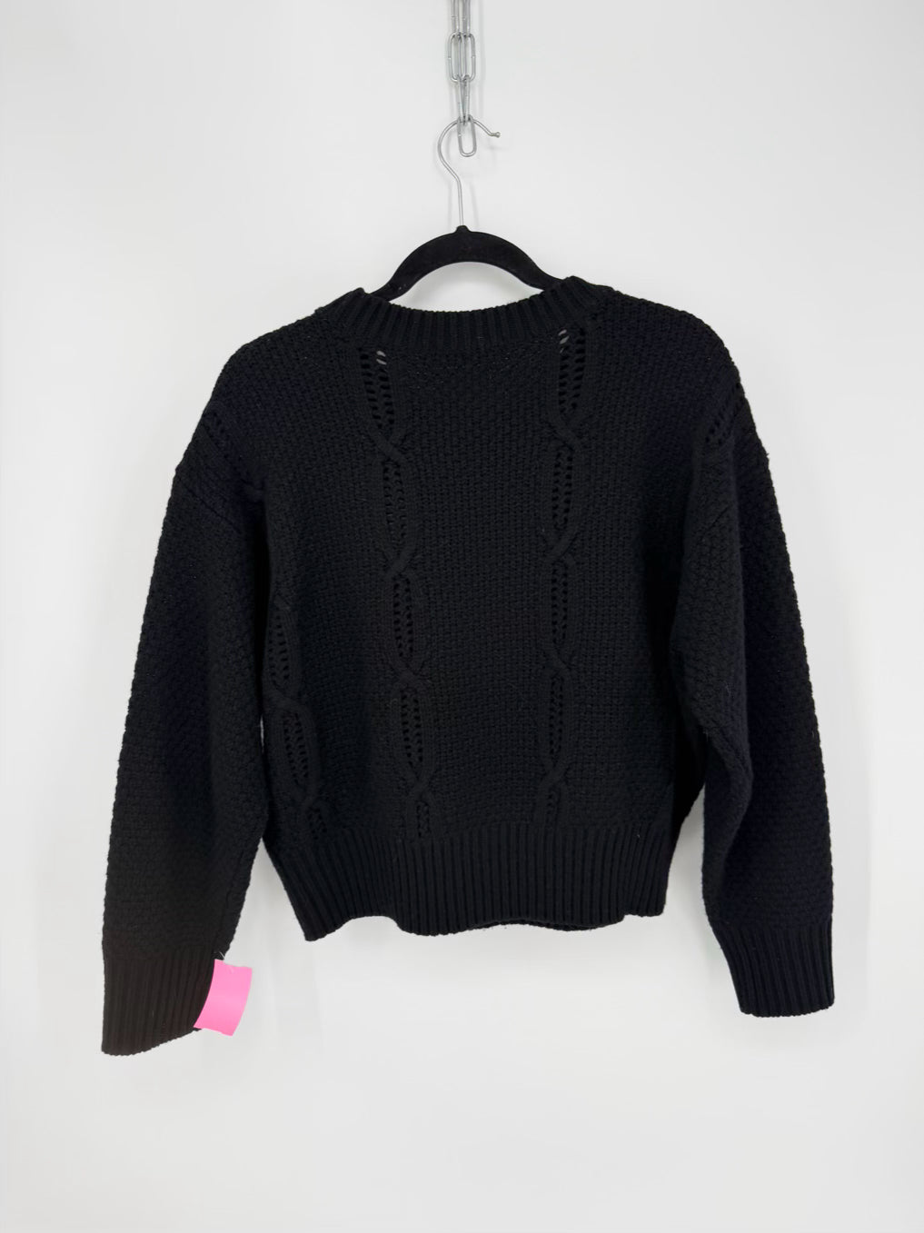 CLARE V. Wmn's Size M Black Wool Pom Pom Sweater