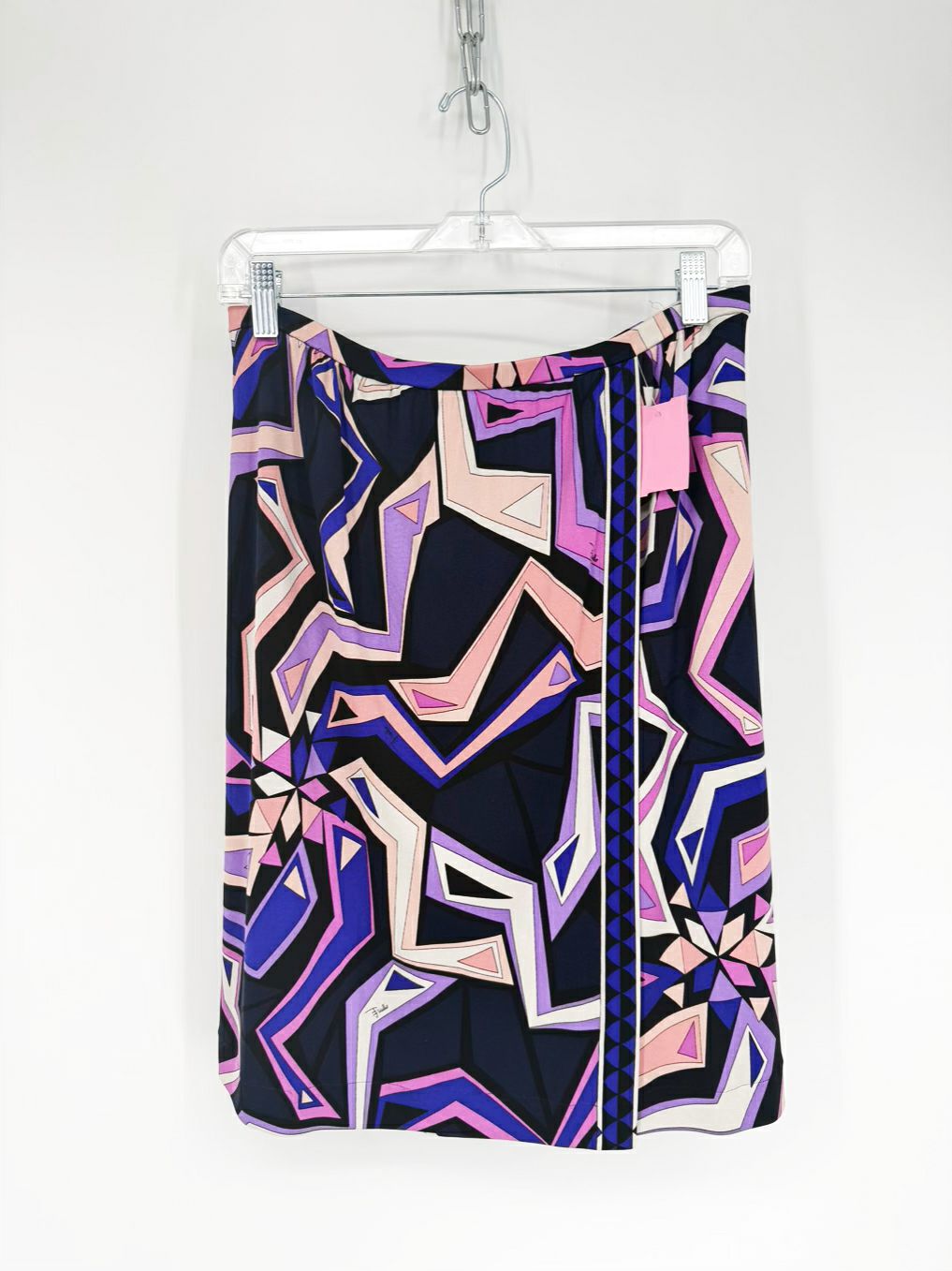 EMILIO PUCCI Size 10 Violet & Navy Silk Skirt