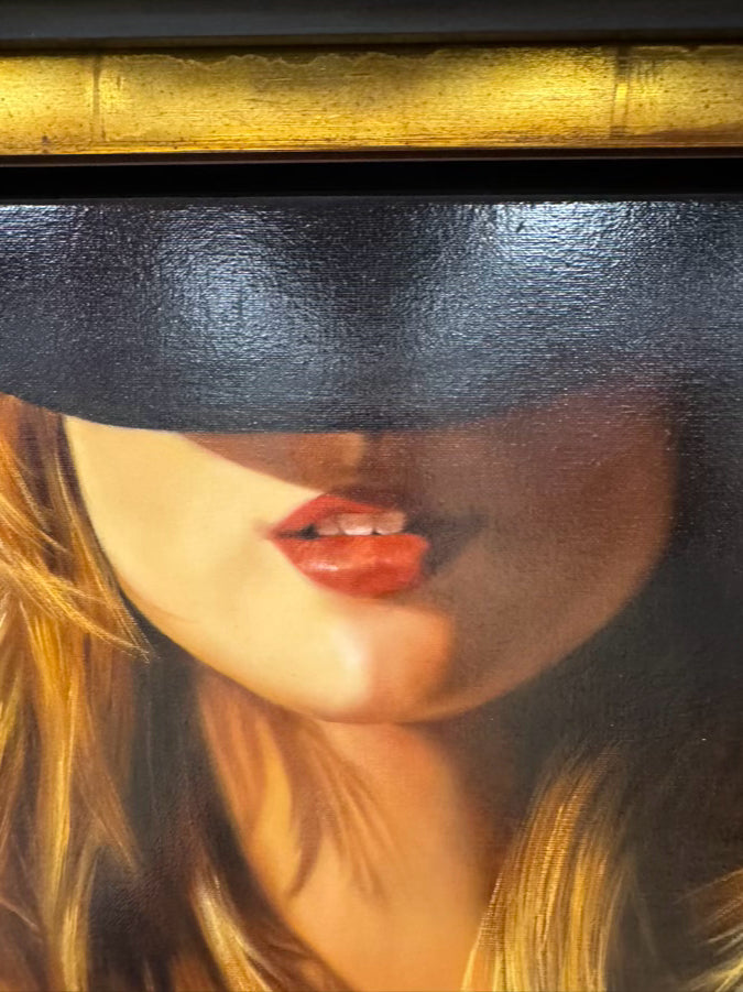 MAURO J. YRIGOYEN Lady in Hat Painting in Black Frame