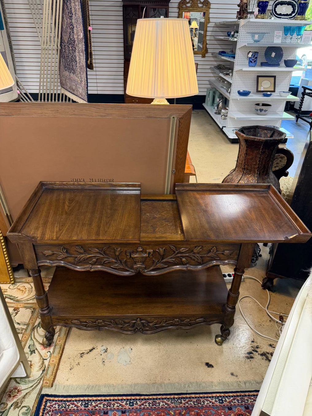 Wood Carved Server Table