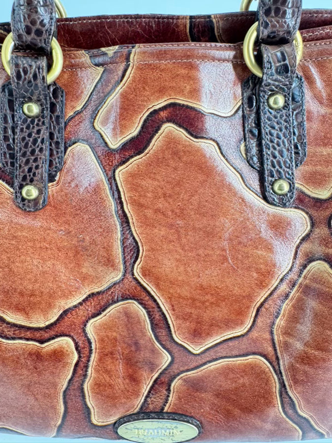 BRAHMIN Brown Leather Giraffe Print Purse