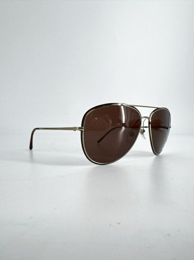 BURBERRY Metal Brown & Gold Aviator Sunglasses