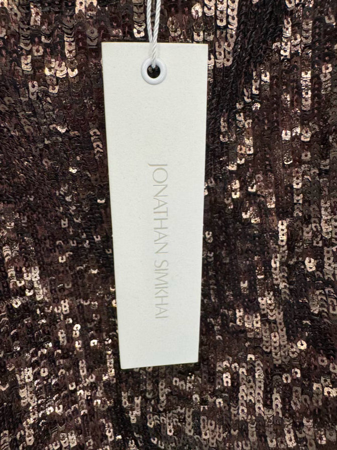 JONATHAN SIMKHAI Size 8 Brown Sequin Long Sleeve Top NWT