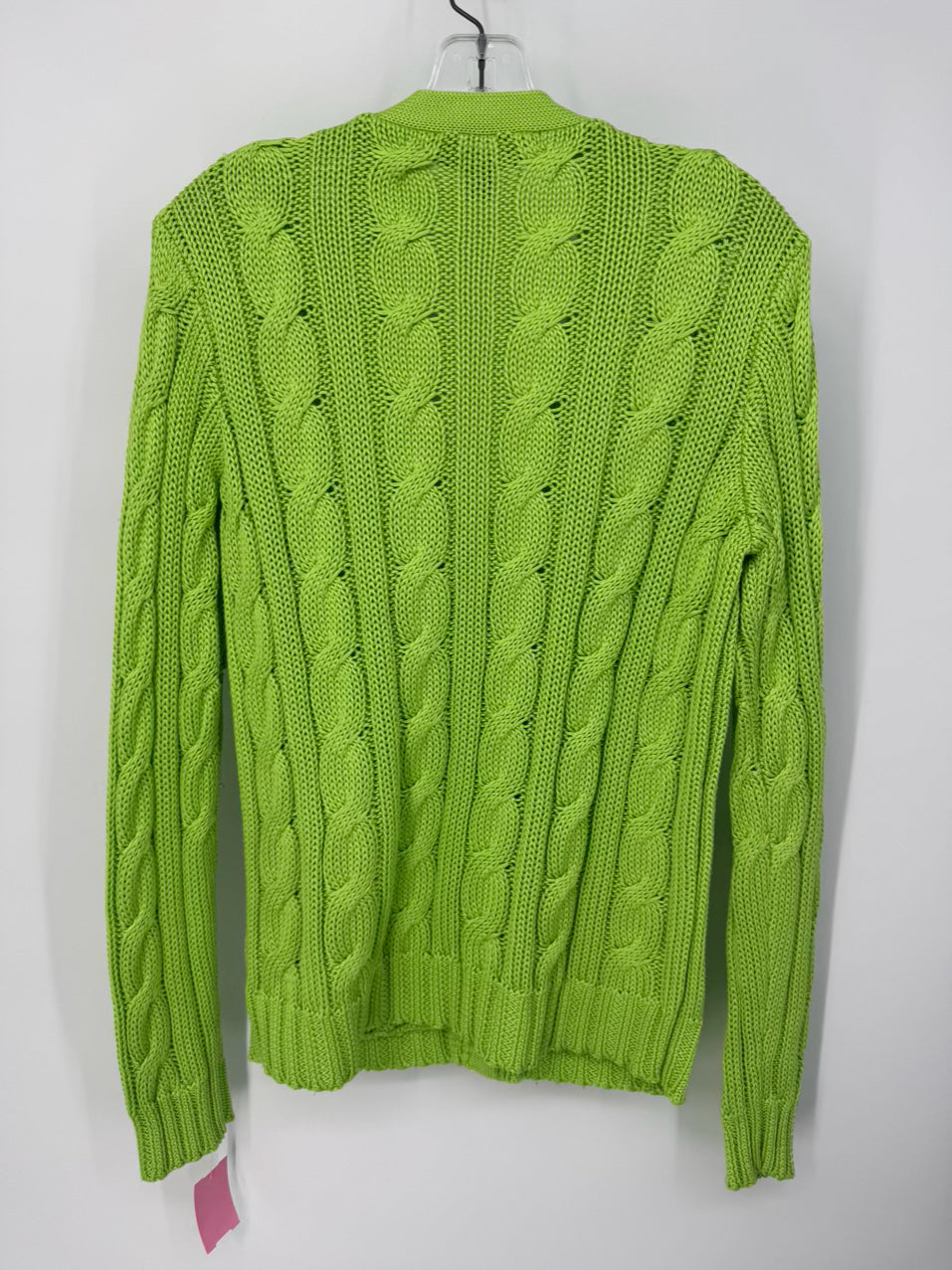 RALPH LAUREN BLACK LABEL Size L Lime Green Knit Cardigan