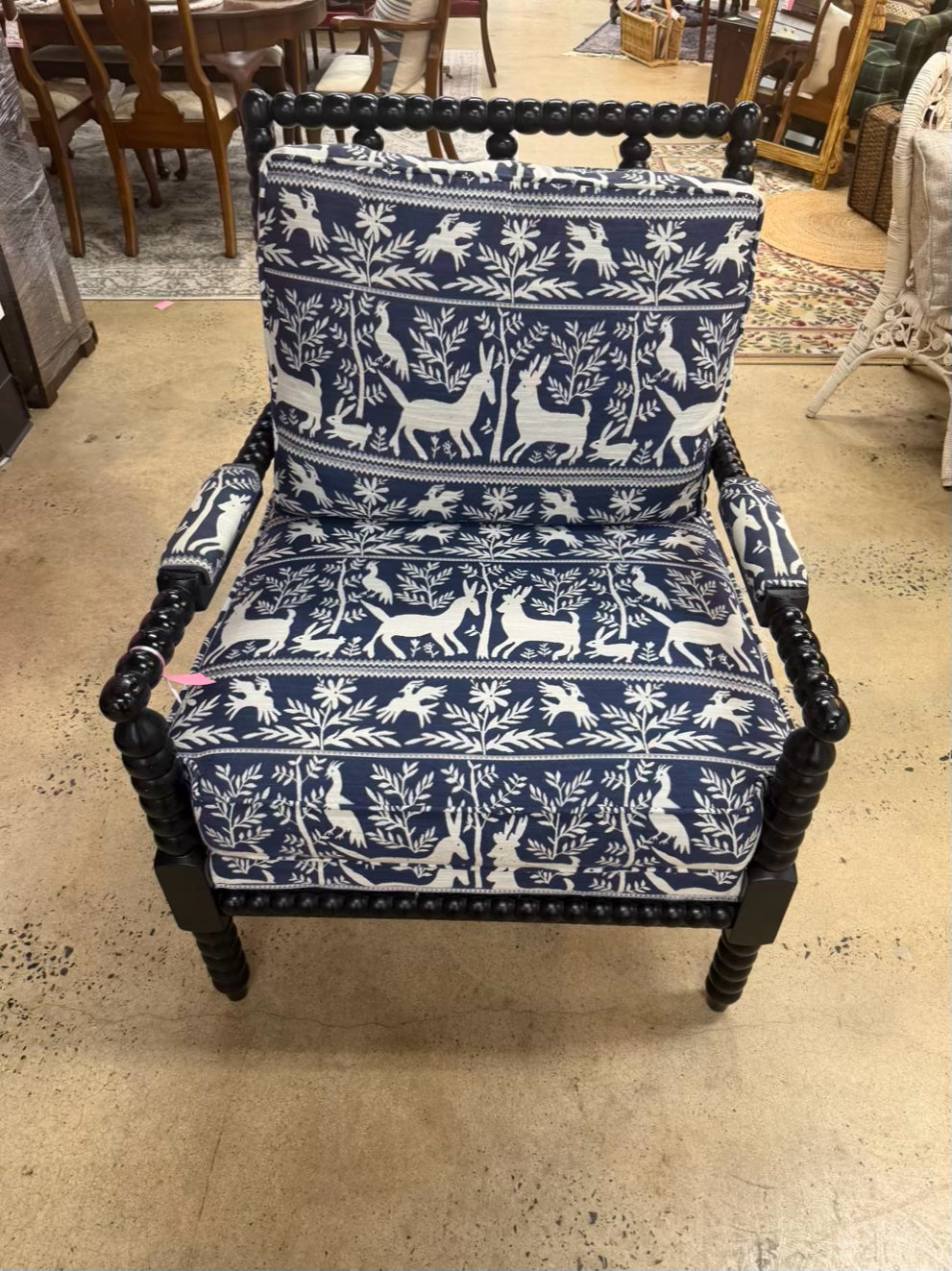 Blue & White Bobbin Wood Chair