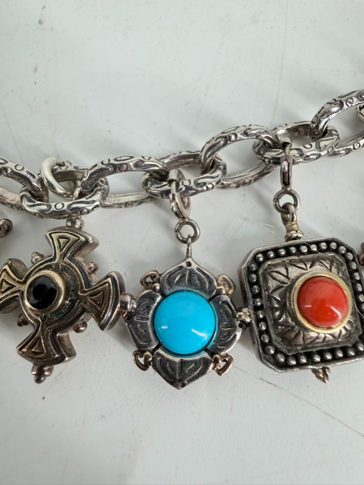 STERLING SILVER & Mixed Metal Cna Charm Bracelet