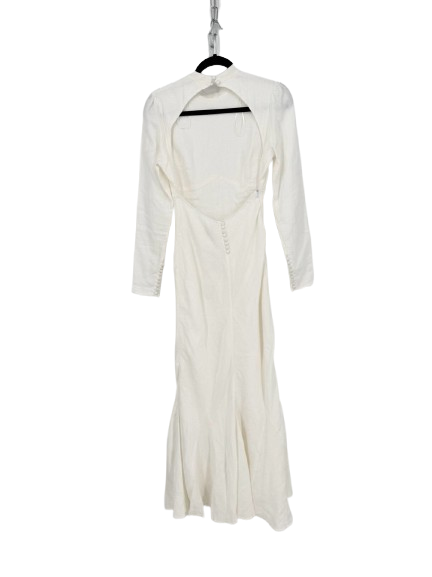 DISSH Wmn's Size 6 White Linen Backless Evening Gown NWT