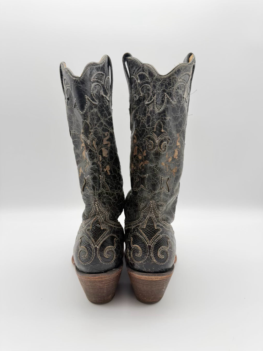 CORRAL WMNS Size 8.5 Black Leather Distressed Boots