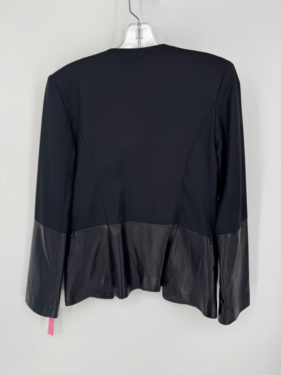 PARKER Size S Black Wool & Lambskin Leather Blazer