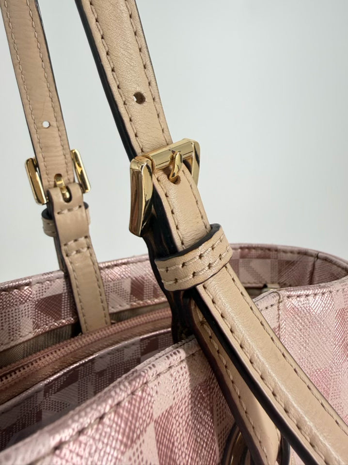 MICHAEL KORS Pink Metallic Monogram Purse