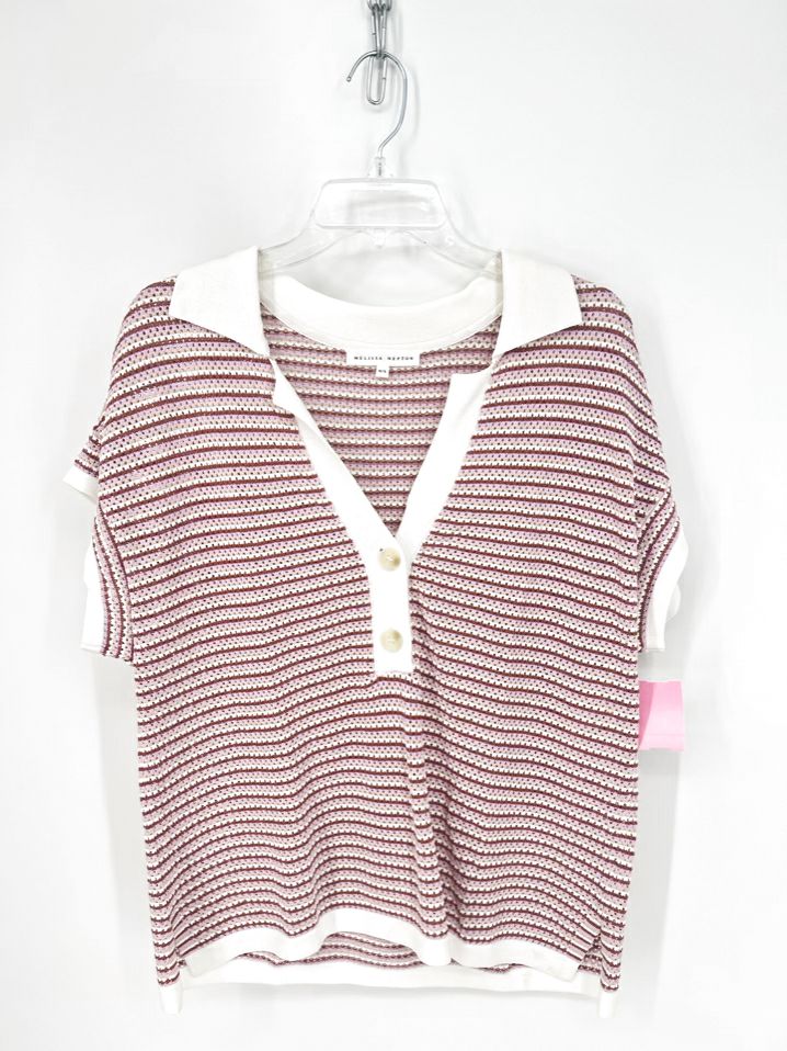 MELISSA NEPTON Size M Lavender & Cream Mesh Knit Top