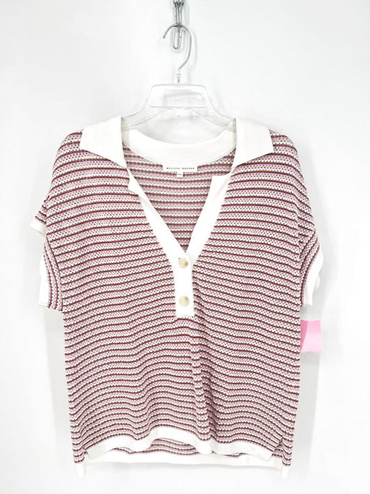 MELISSA NEPTON Size M Lavender & Cream Mesh Knit Top