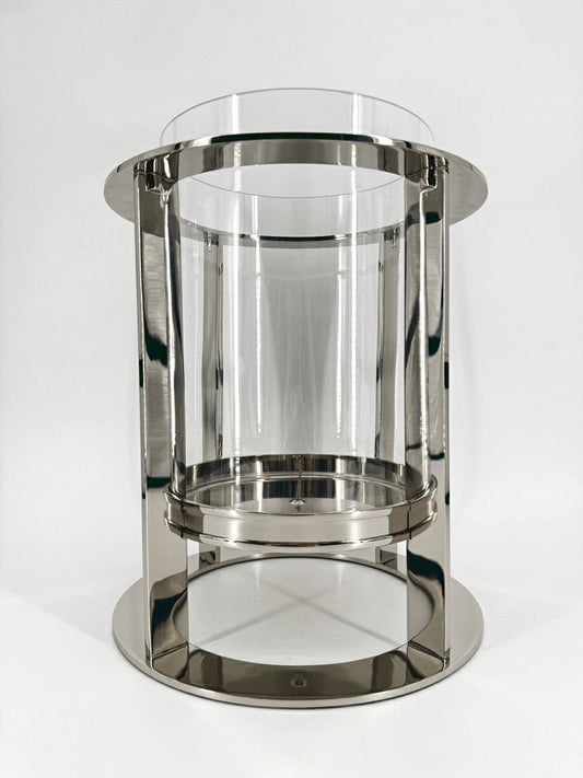 RALPH LAUREN Nickle Plate & Glass Hurricane Candle Holder