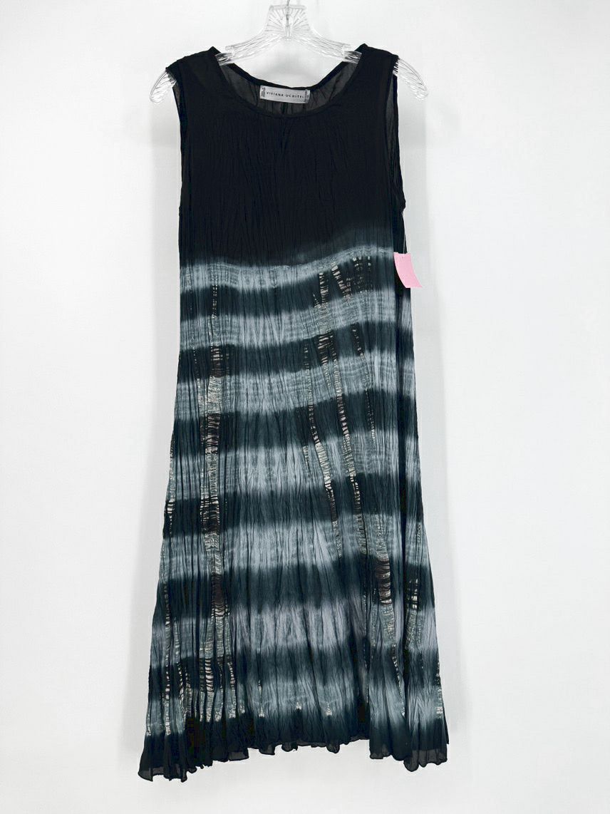 VIVIANA UCHITEL Size M Midnight Print Sleeveless Dress w/ Slip