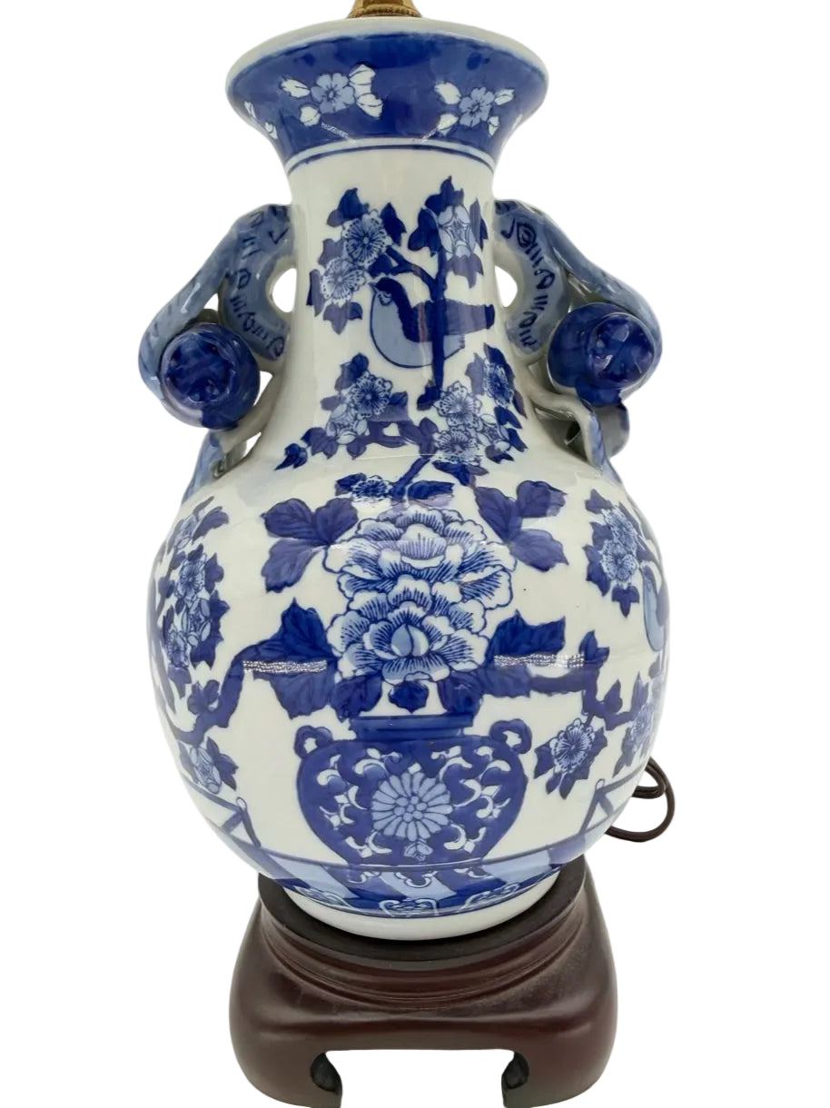 Blue & White Porcelain Lamp w/ Shade