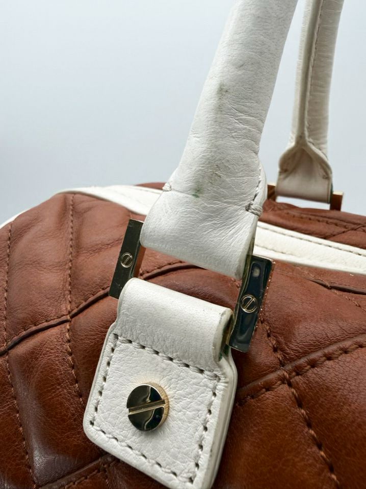 TORY BURCH Cognac Leather Quilted Purse