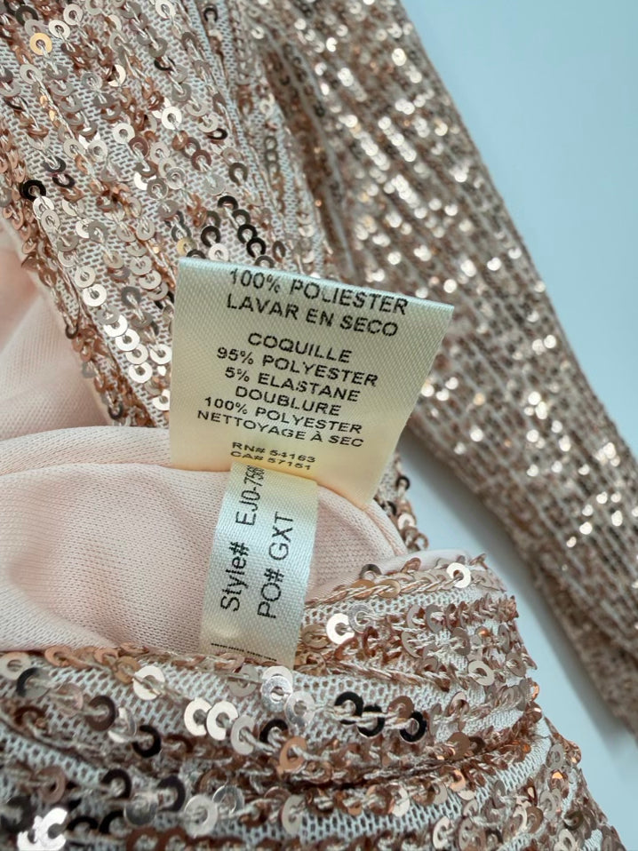 ELIZA J Size Wmn's 10 Champagne Sequin Bow Evening Gown