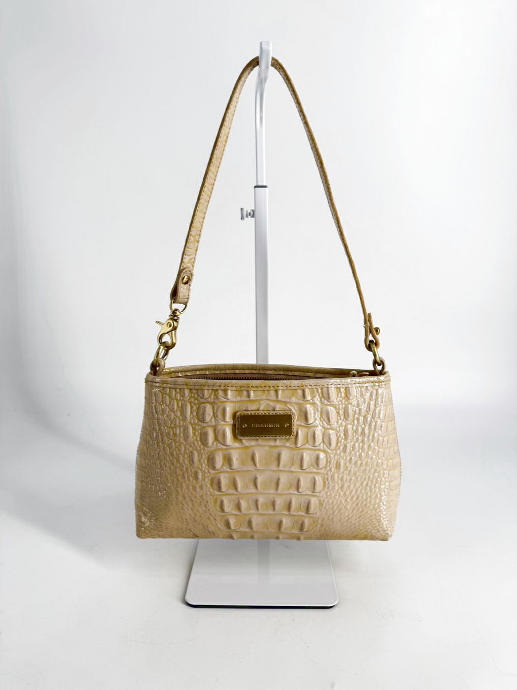 BRAHMIN Cream Leather Embossed Purse