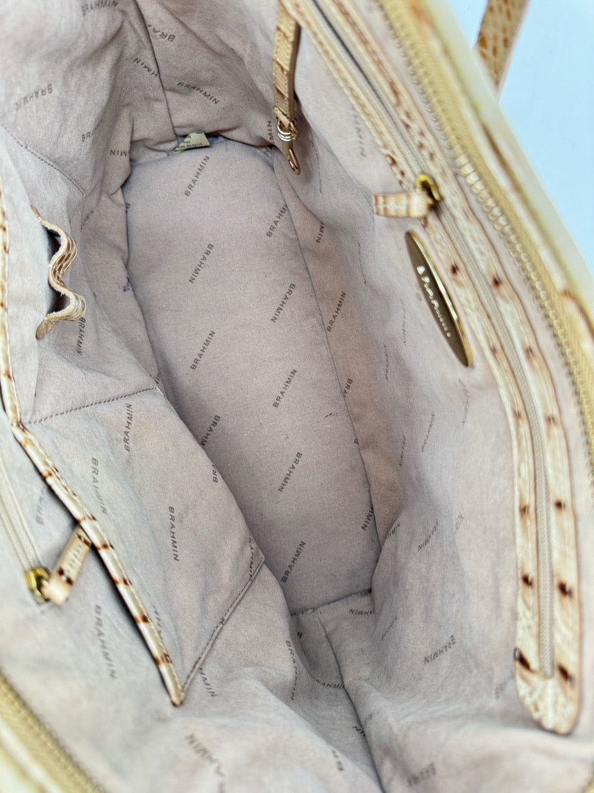 BRAHMIN Tan Embossed Leather Melbourne Purse
