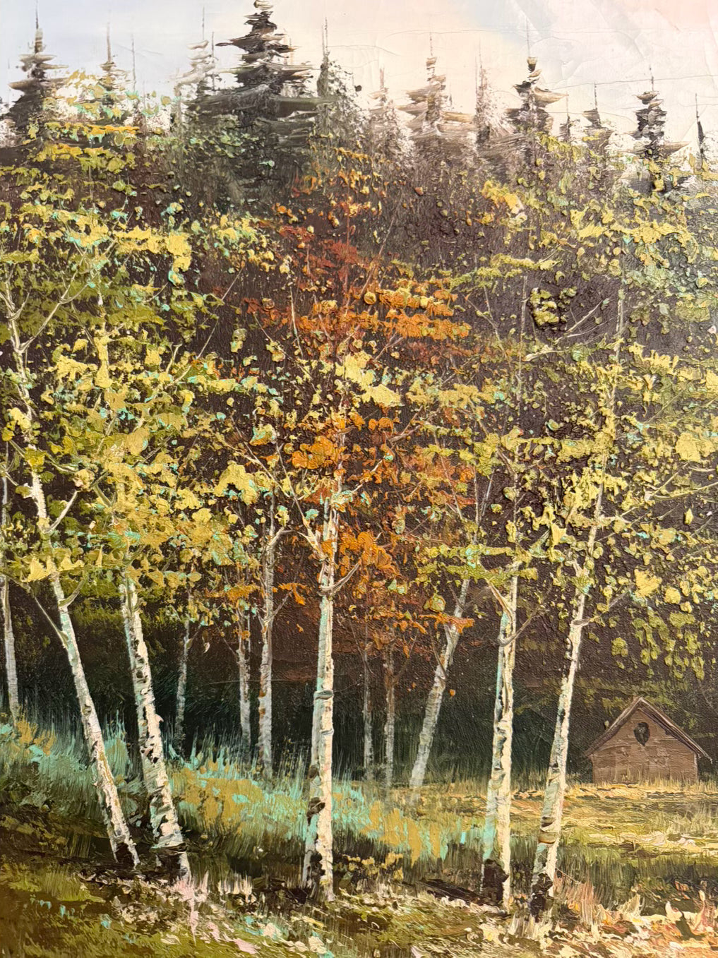 BRUCE PERRY Mountain Scene w/ Cabin Painting