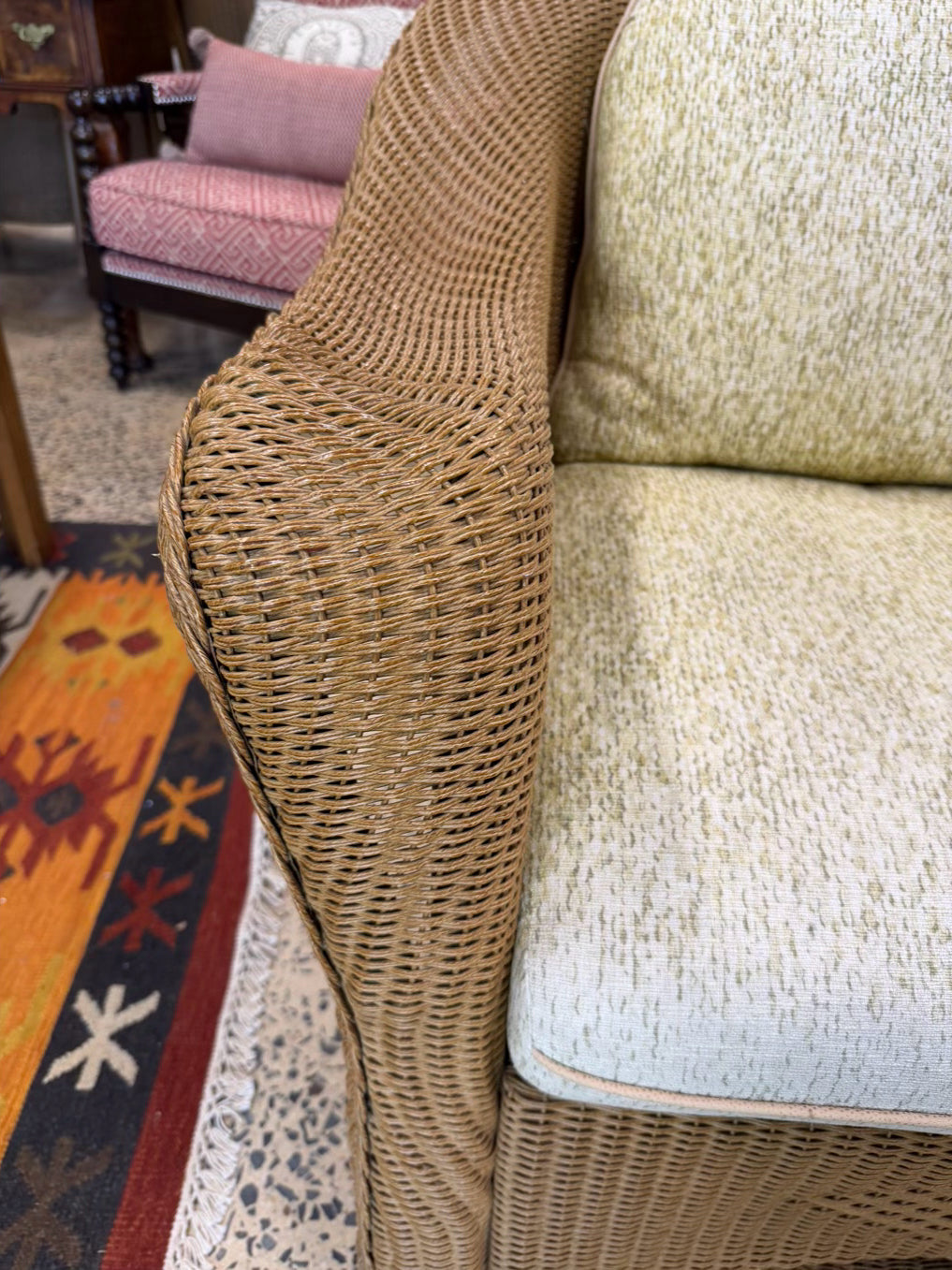 LOYD LOOM Carmel Wicker Pair Swivel Outdoor Chairs w/ Cushions