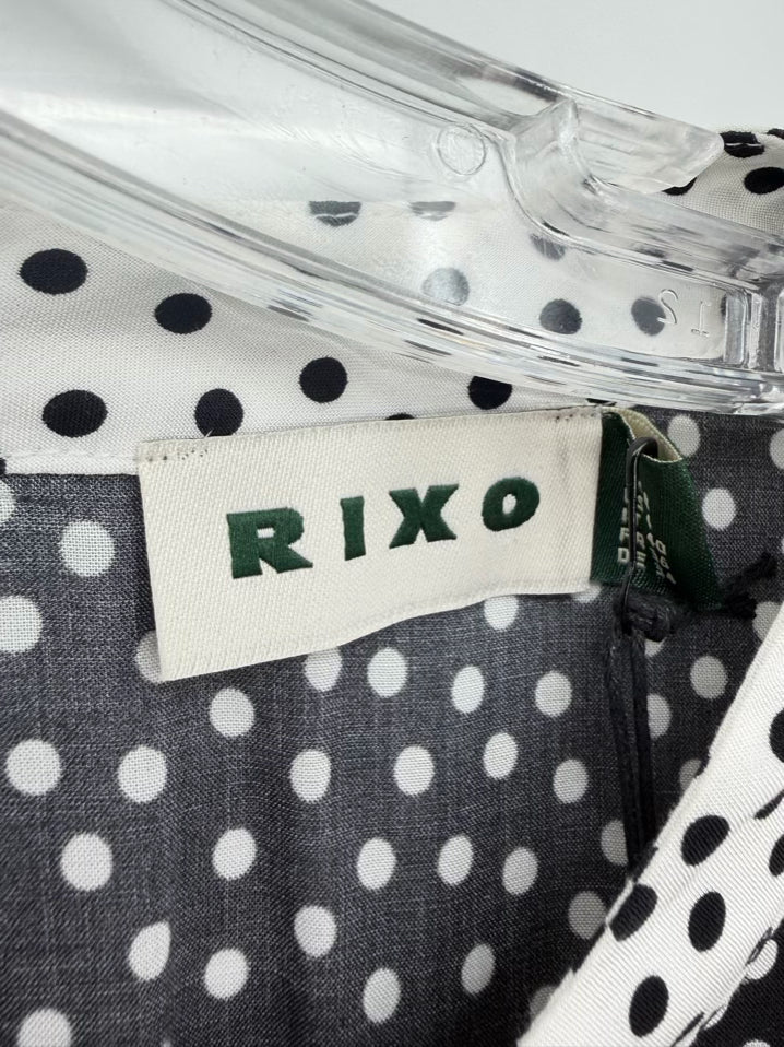 RIXO Size Wmn's XS black & brown Print Midi-Dress