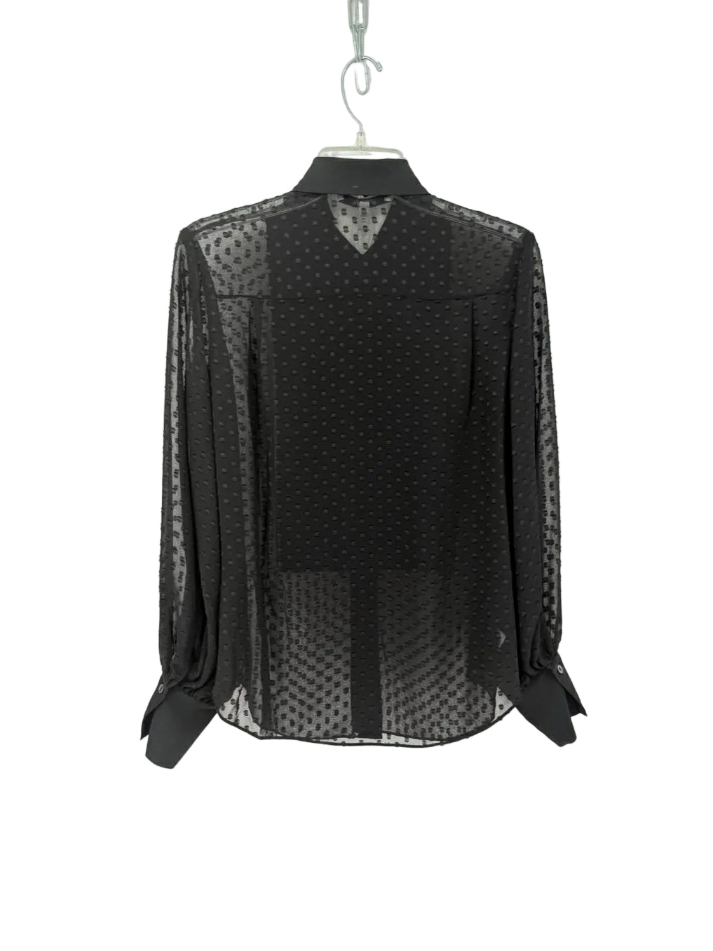 DEREK LAM 10 CROSBY Size Wmn's S Black Pleated Swiss Dot Sheer Blouse NWT