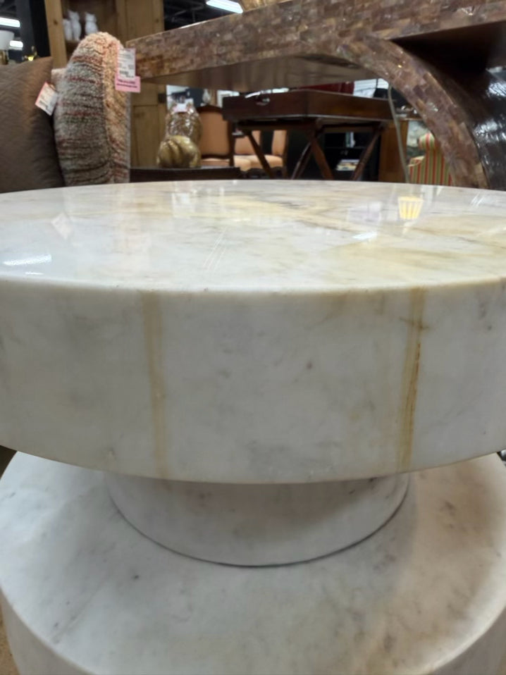 MR. BROWN White Marble Modern Occasional Table