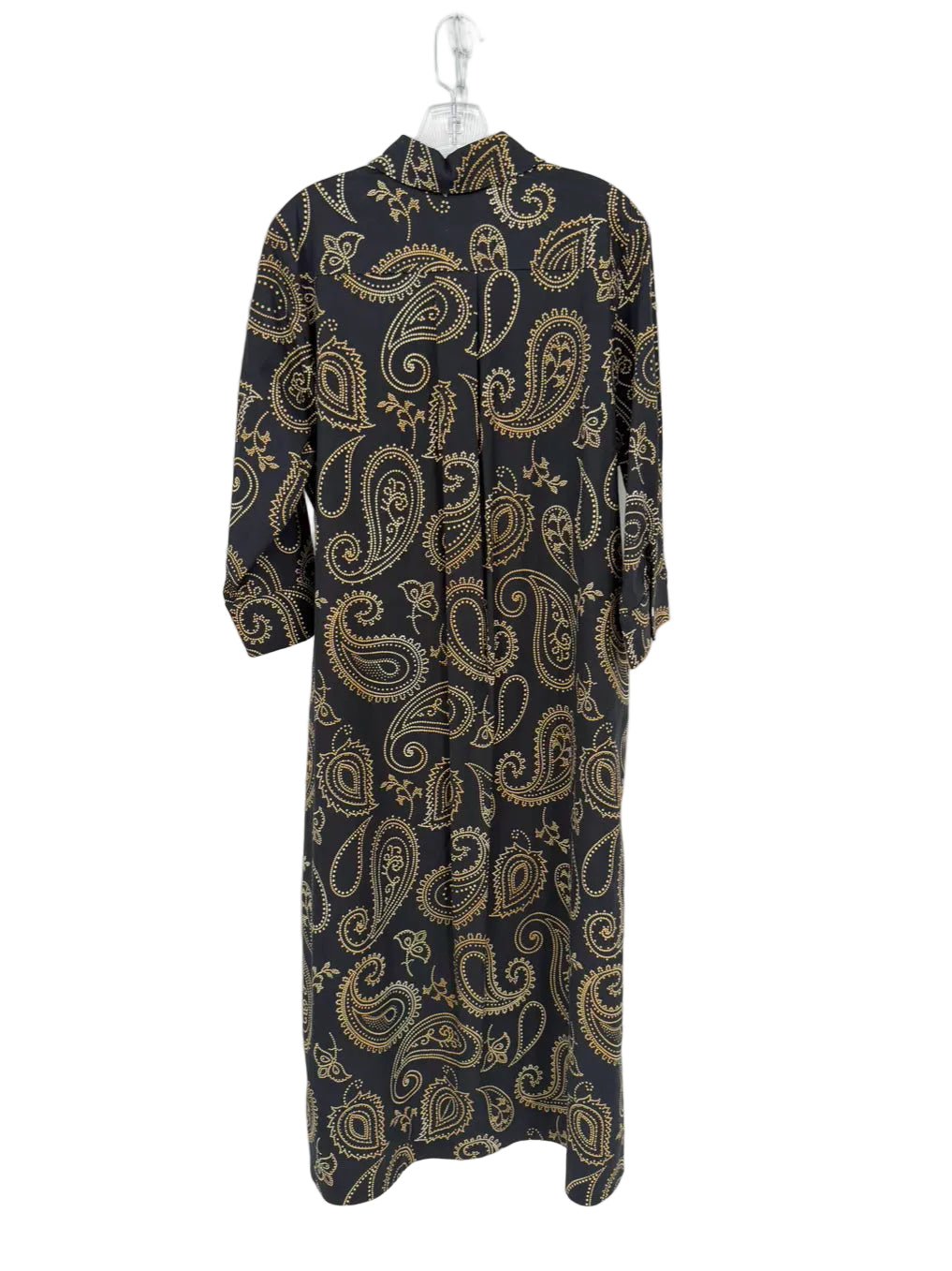 PERLAVERA Wmn's Size XL Black & Gold Paisley Midi-Dress NWT