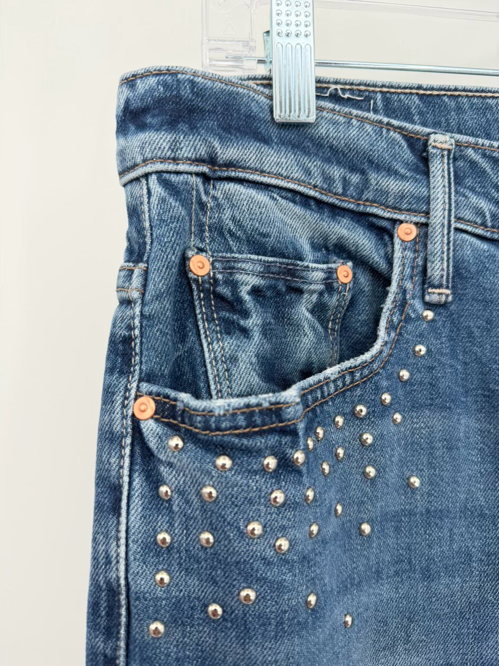 MOTHER Size 31 Blue Denim Studded Jeans