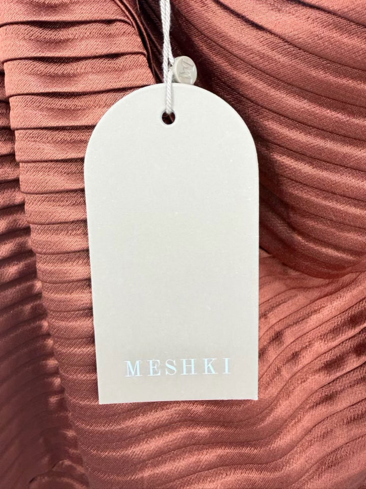 MESHKI Wmn's Size M Copper Pleated One Shoulder Maxi-Dress NWT