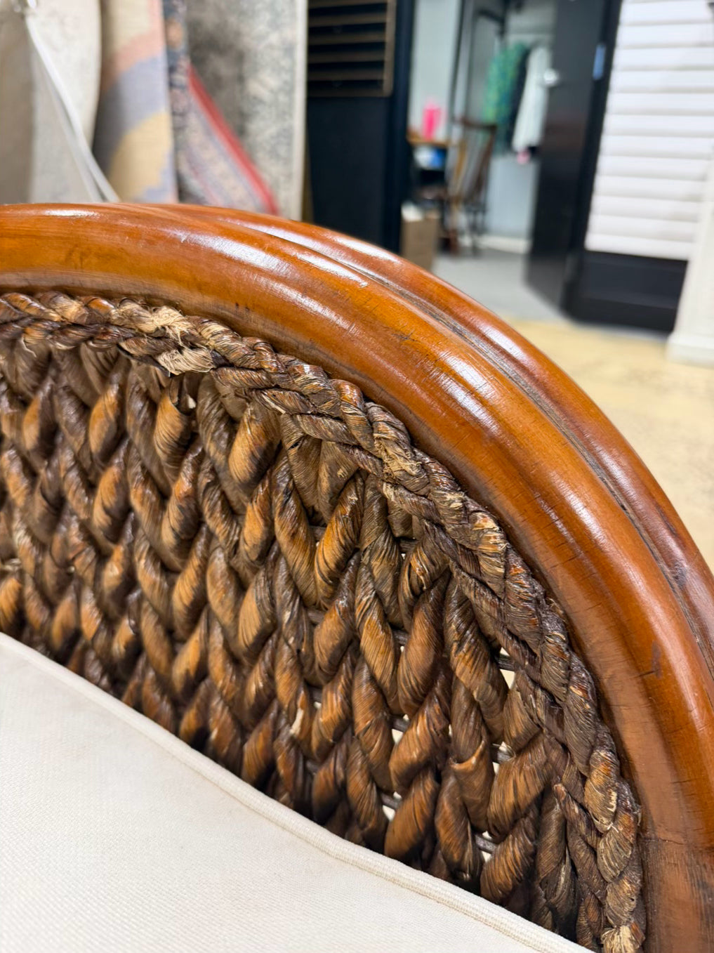 Brown Rattan Woven Outdoor Chair w/ Cushion
