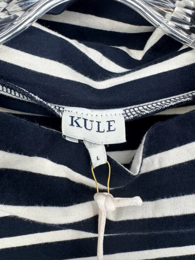 KULE Size L Navy & White Stripe Turtleneck NWT