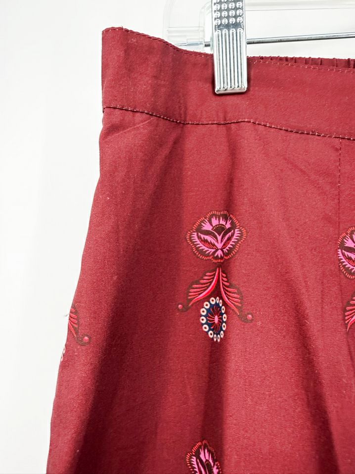 MAUDE VIVANTE Ada Skirt Wmn's Size L Maroon Print Floral Maxi-Skirt NWT