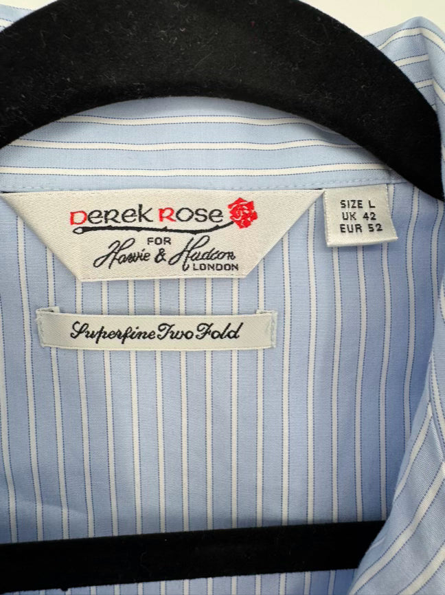 DEREK ROSE Size L Blue Stripe Pajamas