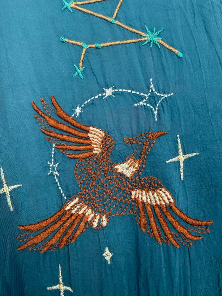 JOHNNY WAS Selina Size Wmn's M Teal Embroidered Tunic NWT