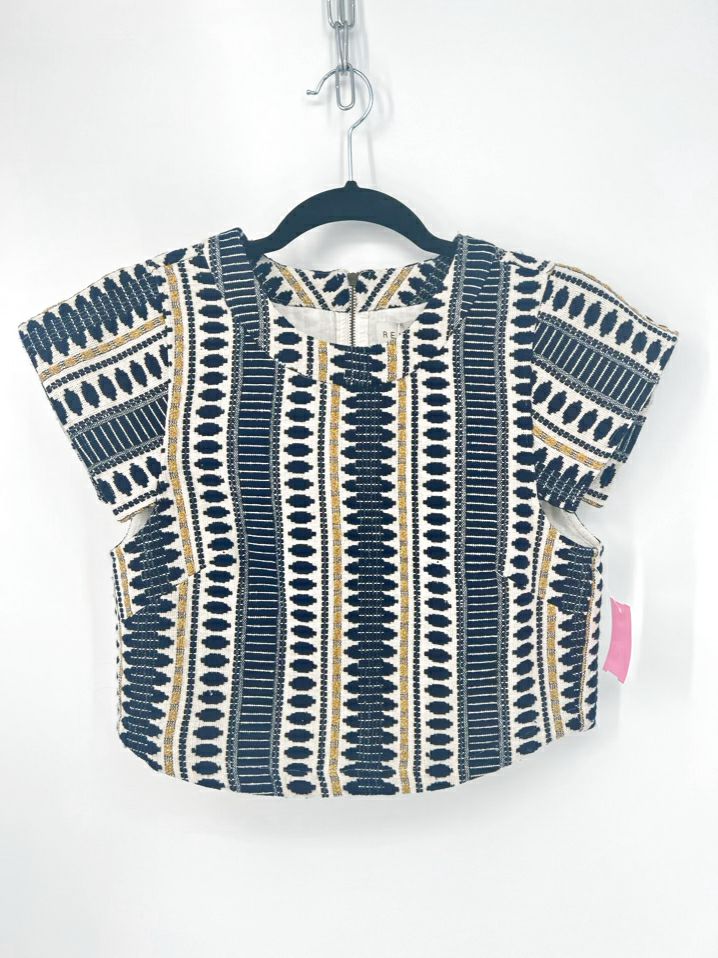 RENATA by RENATA GASPARIAN Size XS Navy & Gold Knit Top NWT