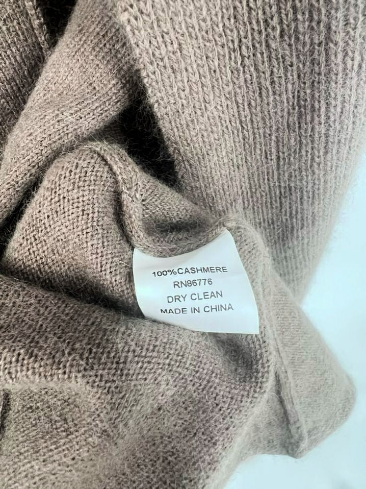 SYMPHONY + NOTE Size L Mushroom Cashmere Cardigan NWT