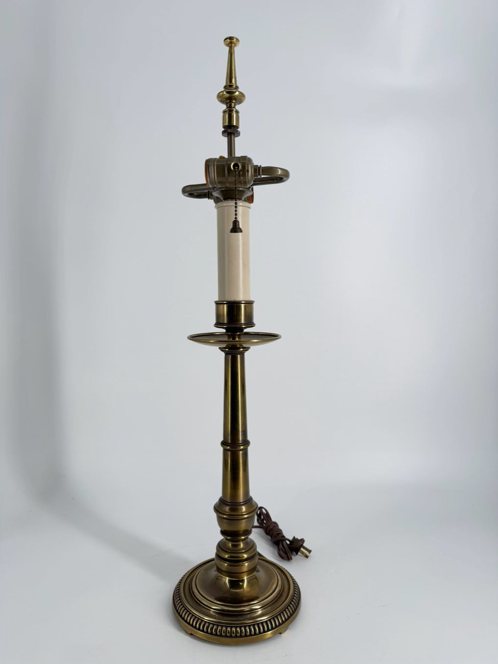 STIFFEL Brass Candlestick Lamp w/ Pull Chain & No Shade