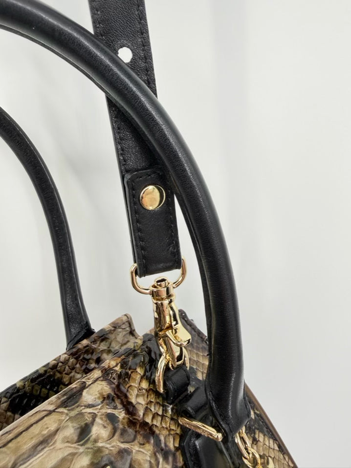 BRAHMIN Black & Brown Leather Embossed Purse