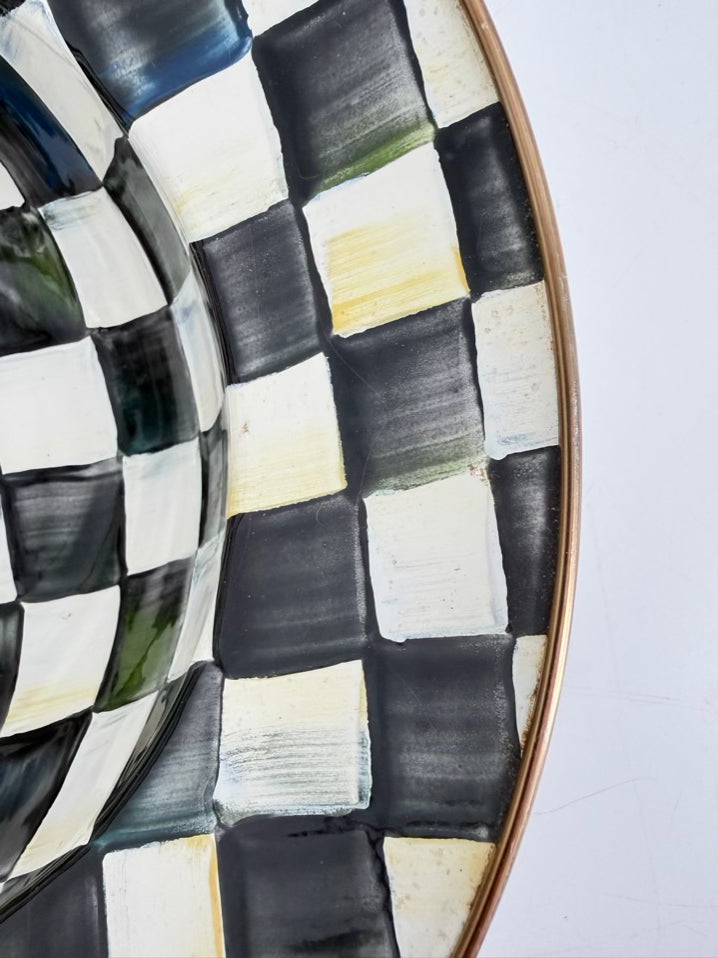 MACKENZIE CHILDS Courtly Check Black & Cream Metal Serving Bowl