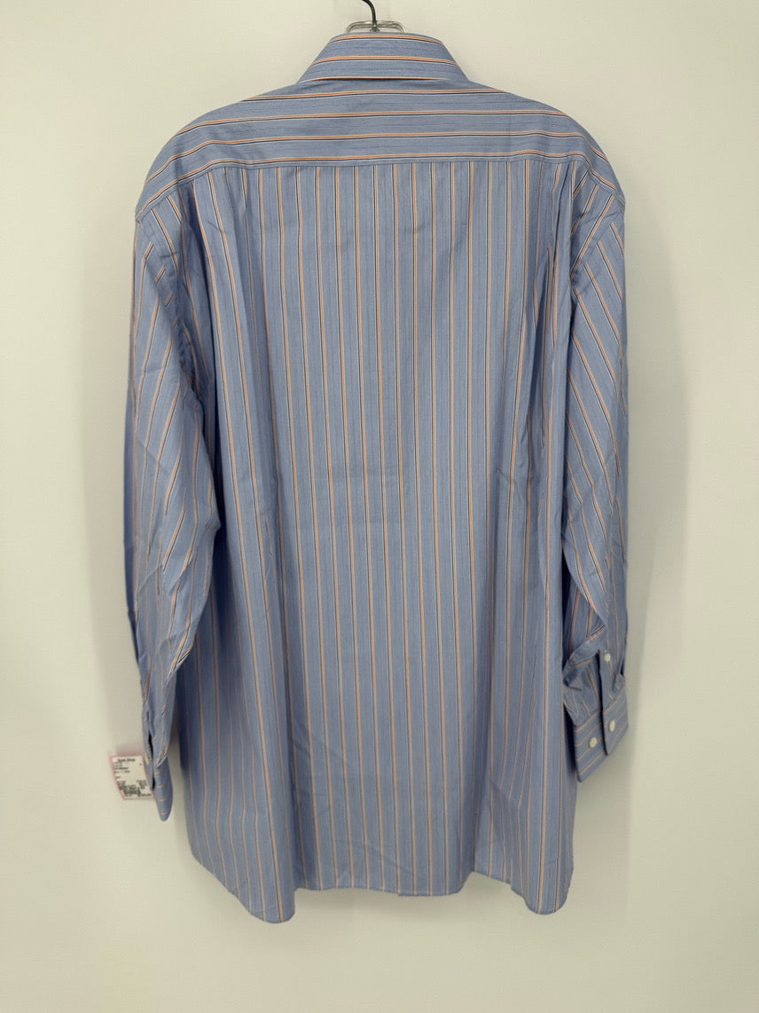 FACONNABLE Size 43 Blue Stripe Dress Shirt NWT